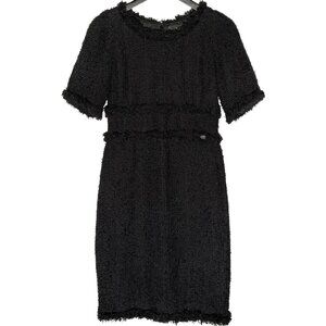 Chanel Black Tweed Short Sleeves Dress